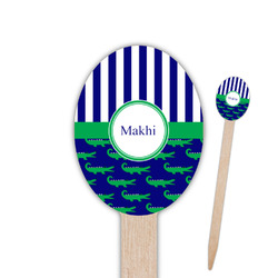 Alligators & Stripes Oval Wooden Food Picks - Double Sided (Personalized)