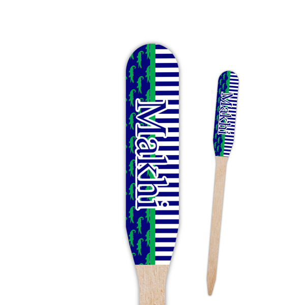 Custom Alligators & Stripes Paddle Wooden Food Picks - Double Sided (Personalized)