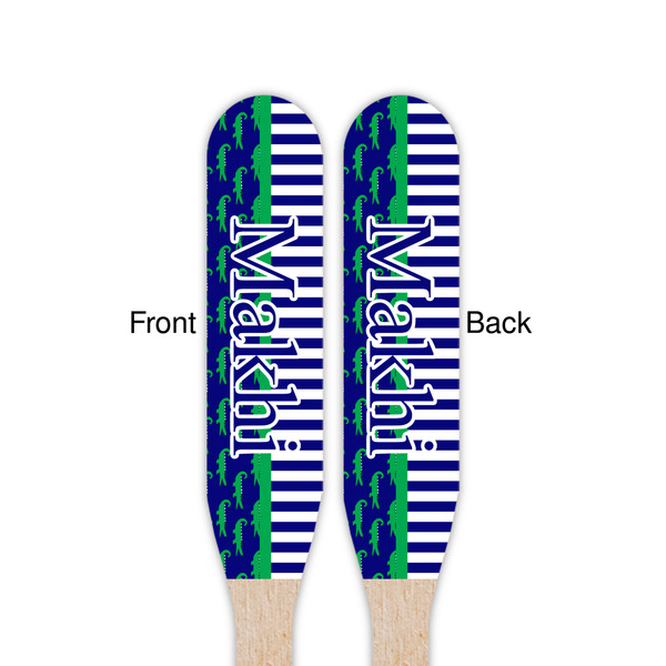 Alligators & Stripes Wooden Food Pick - Paddle - Double Sided - Front & Back