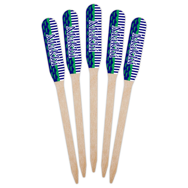 Alligators & Stripes Wooden Food Pick - Paddle - Fan View
