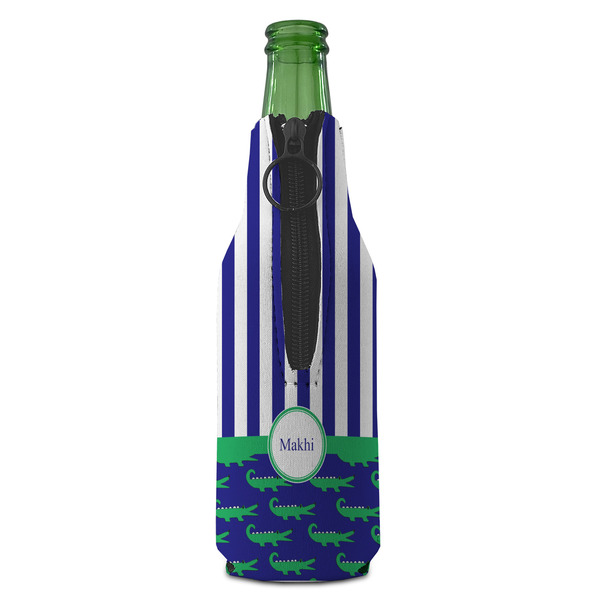 Alligators & Stripes Zipper Bottle Cooler - BACK (bottle)
