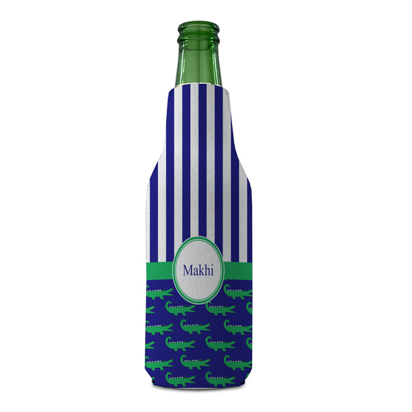 Alligators & Stripes Zipper Bottle Cooler - FRONT (bottle)