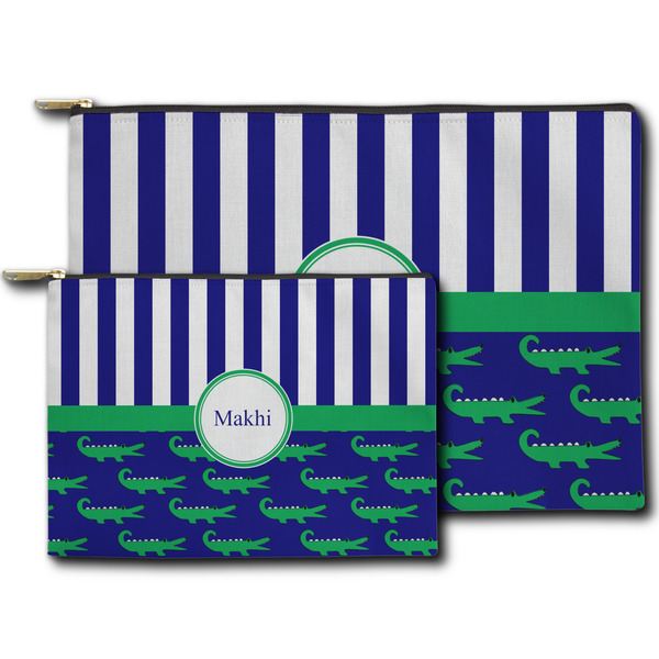 Alligators & Stripes Zippered Pouches - Size Comparison