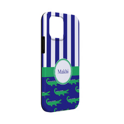 Alligators & Stripes iPhone Case - Rubber Lined - iPhone 13 Mini (Personalized)