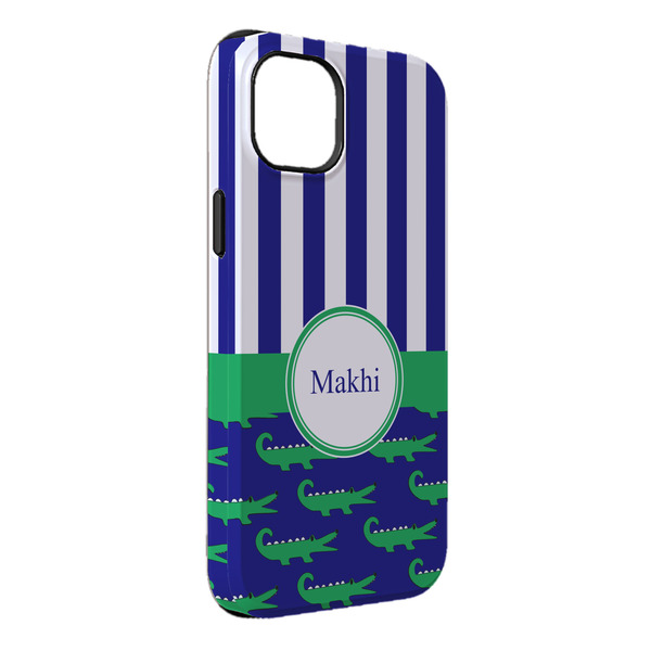 Custom Alligators & Stripes iPhone Case - Rubber Lined - iPhone 14 Plus (Personalized)
