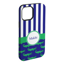 Alligators & Stripes iPhone Case - Rubber Lined - iPhone 15 Plus (Personalized)