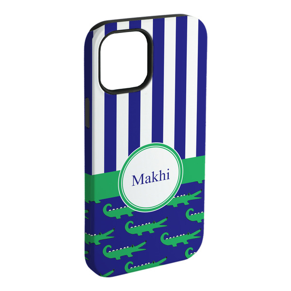 Custom Alligators & Stripes iPhone Case - Rubber Lined (Personalized)