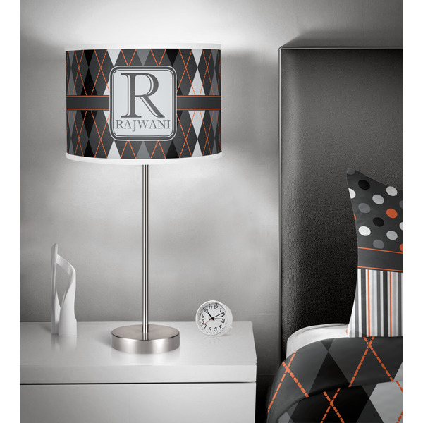 Modern Chic Argyle 13 inch drum lamp shade - in room