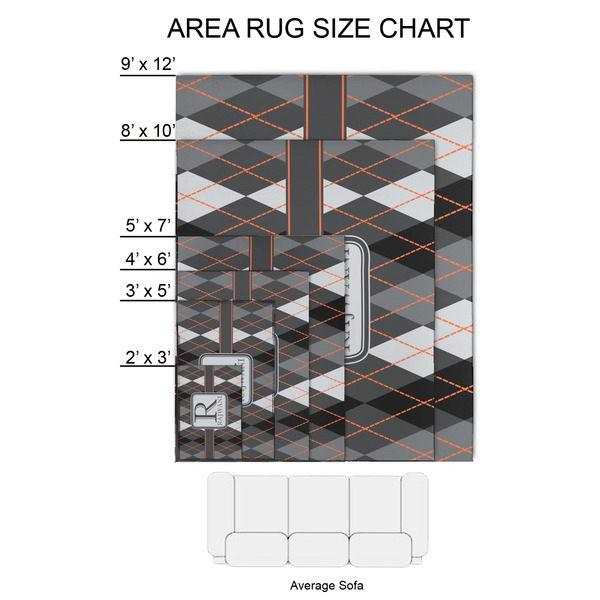 Modern Chic Argyle 2'x3' Indoor Area Rugs - Size Chart