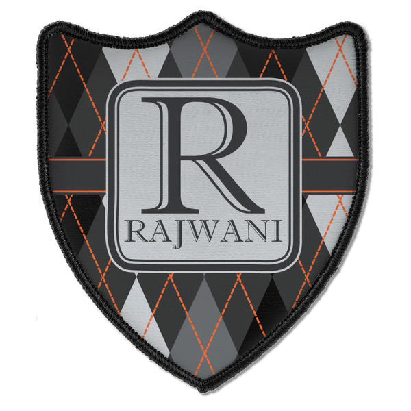 Custom Modern Chic Argyle Iron On Shield Patch B w/ Name and Initial