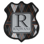 Modern Chic Argyle Iron On Shield Patch C w/ Name and Initial