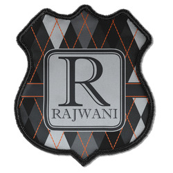 Modern Chic Argyle Iron On Shield Patch C w/ Name and Initial