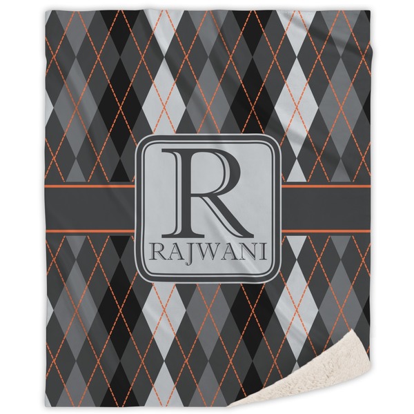 Custom Modern Chic Argyle Sherpa Throw Blanket - 60"x80" (Personalized)