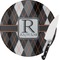 Modern Chic Argyle Round Glass Cutting Board - Small (Personalized)