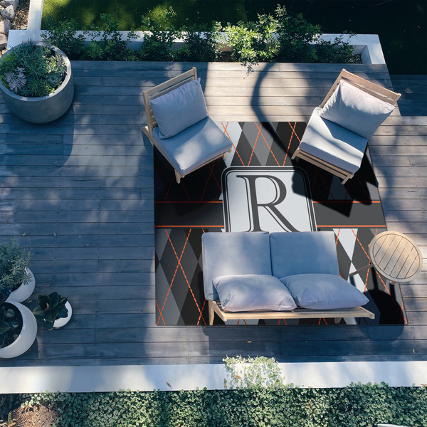 Modern Chic Argyle 8'x10' Patio Rug - In context