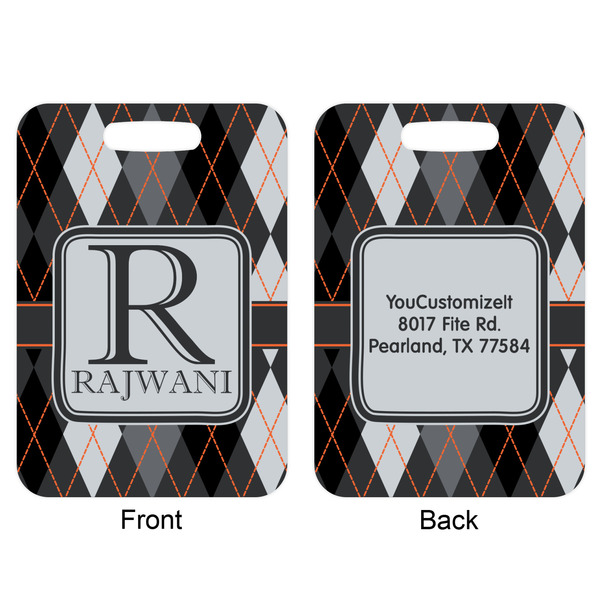 Modern Chic Argyle Aluminum Luggage Tag (Front + Back)