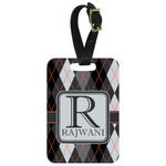 Modern Chic Argyle Metal Luggage Tag w/ Name and Initial