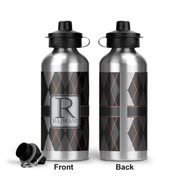 Modern Chic Argyle Aluminum Water Bottle - Front and Back