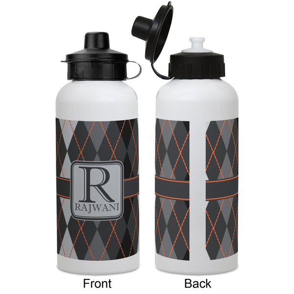 Modern Chic Argyle Aluminum Water Bottle - White APPROVAL