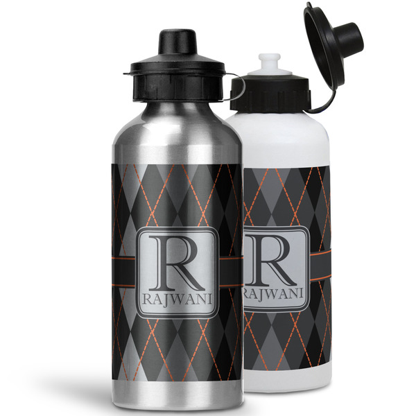 Modern Chic Argyle Aluminum Water Bottles - MAIN (white &silver)