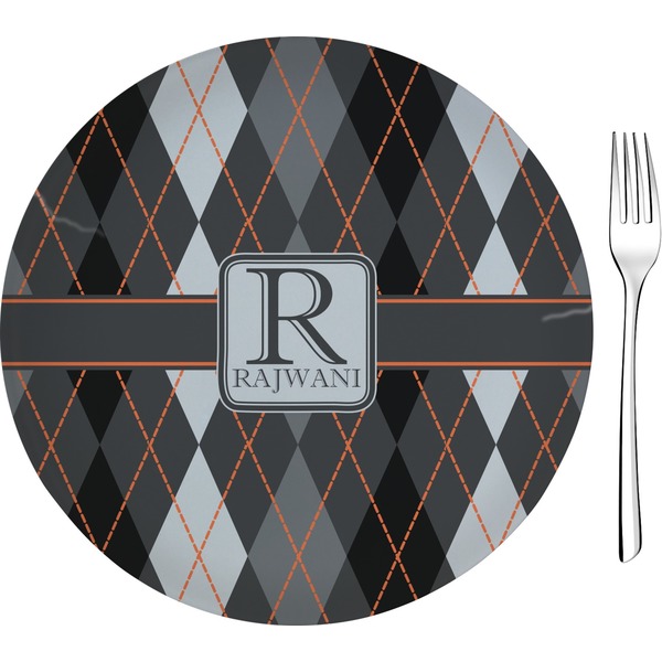 Custom Modern Chic Argyle Glass Appetizer / Dessert Plate 8" (Personalized)