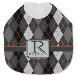 Modern Chic Argyle Jersey Knit Baby Bib w/ Name and Initial