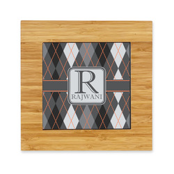 Modern Chic Argyle Bamboo Trivet with Ceramic Tile Insert (Personalized)