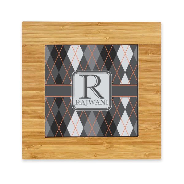 Custom Modern Chic Argyle Bamboo Trivet with Ceramic Tile Insert (Personalized)