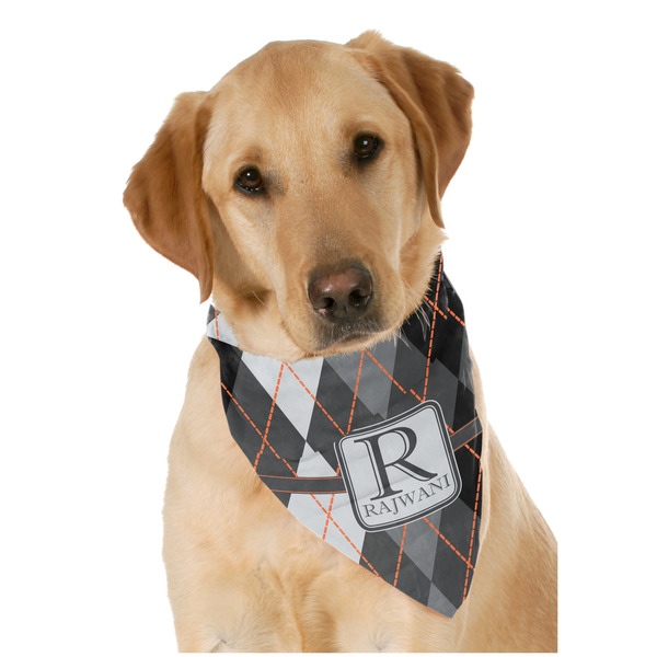 Custom Modern Chic Argyle Dog Bandana Scarf w/ Name and Initial