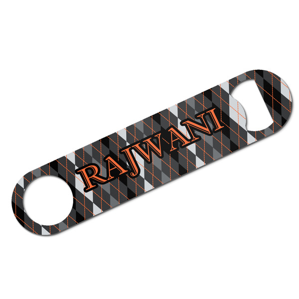 Custom Modern Chic Argyle Bar Bottle Opener w/ Name and Initial