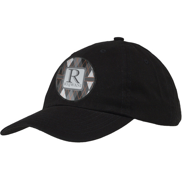 Custom Modern Chic Argyle Baseball Cap - Black (Personalized)