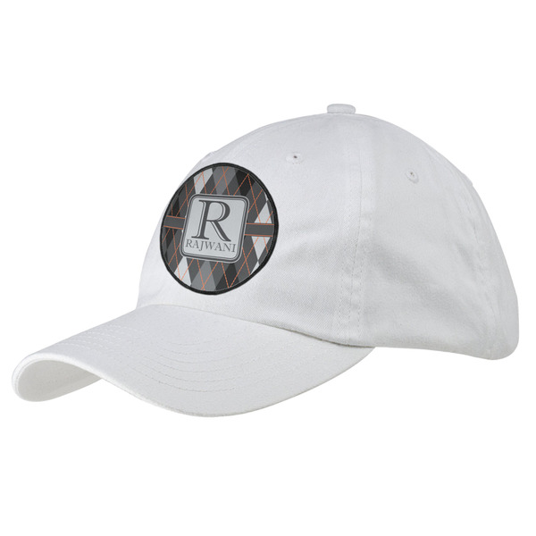Custom Modern Chic Argyle Baseball Cap - White (Personalized)