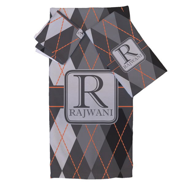 Custom Modern Chic Argyle Bath Towel Set - 3 Pcs (Personalized)