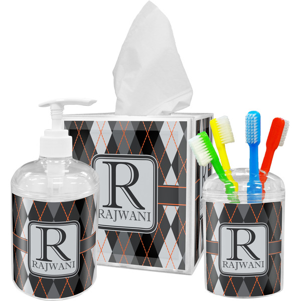 Modern Chic Argyle Bathroom Accessories Set (Personalized)