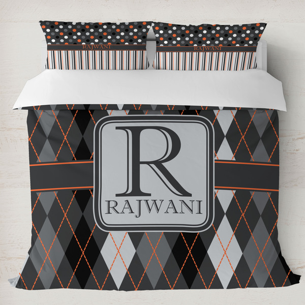 Custom Modern Chic Argyle Duvet Cover Set - King (Personalized)