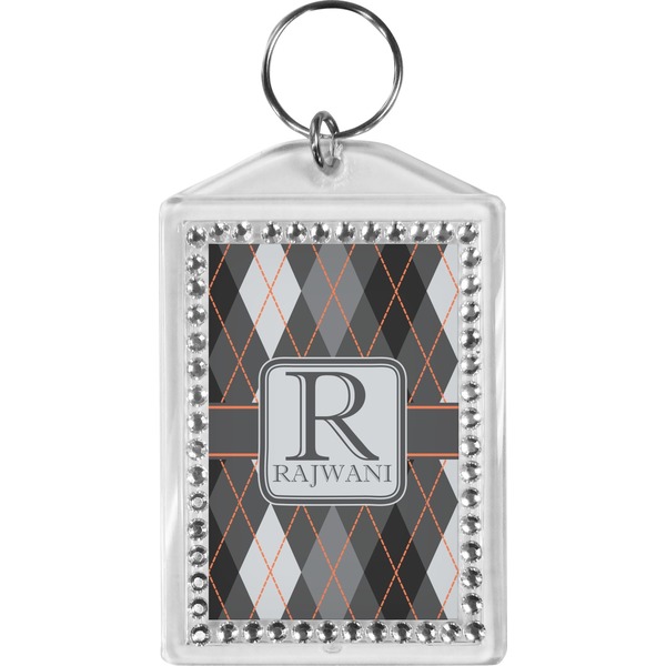 Custom Modern Chic Argyle Bling Keychain (Personalized)