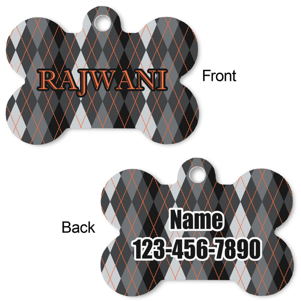 Modern Chic Argyle Bone Shaped Dog ID Tag - Large - Approval
