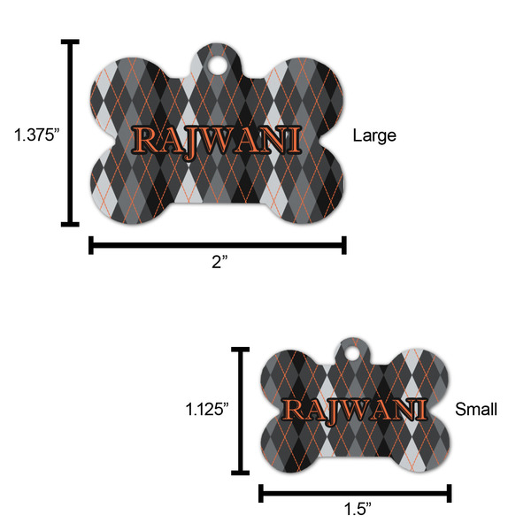 Modern Chic Argyle Bone Shaped Dog ID Tag - Large - Scale