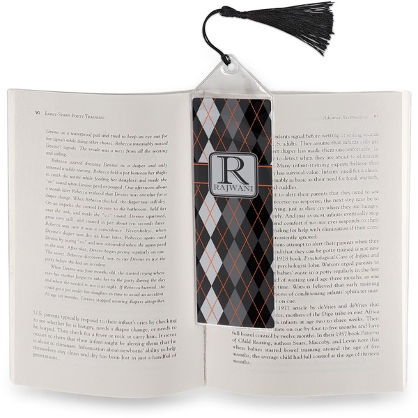 Modern Chic Argyle Bookmark with tassel - In book