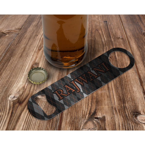 Modern Chic Argyle Bottle Opener - In Use