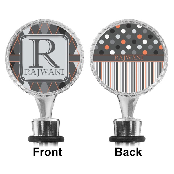 Modern Chic Argyle Bottle Stopper - Front and Back