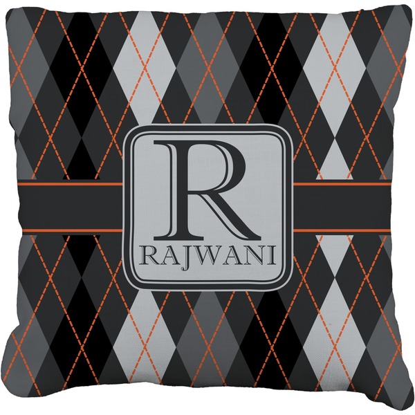 Custom Modern Chic Argyle Faux-Linen Throw Pillow 16" (Personalized)