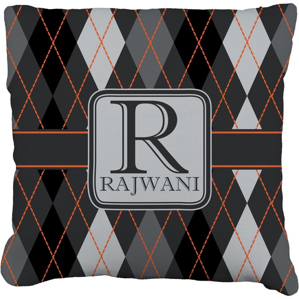 Custom Modern Chic Argyle Faux-Linen Throw Pillow 18" (Personalized)