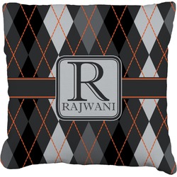 Modern Chic Argyle Faux-Linen Throw Pillow 20" (Personalized)
