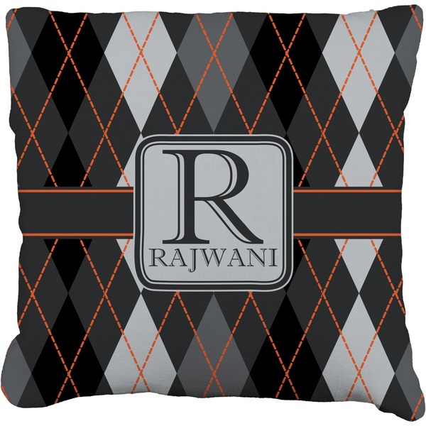Custom Modern Chic Argyle Faux-Linen Throw Pillow 20" (Personalized)