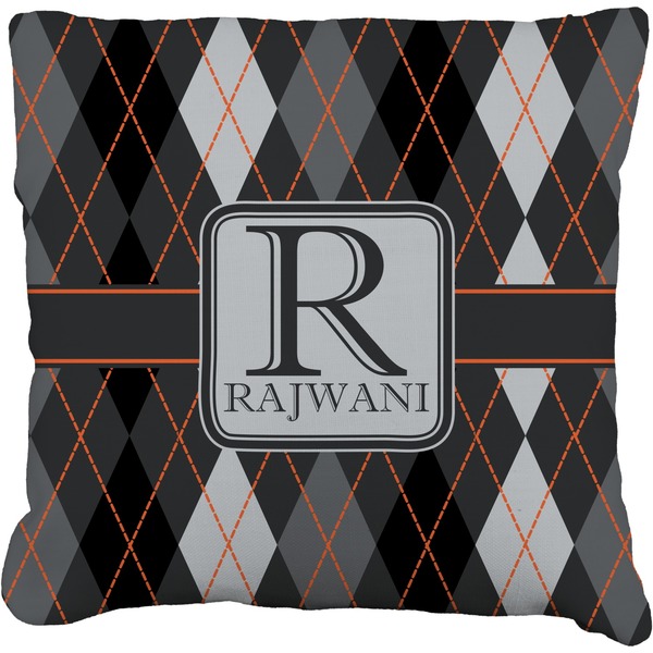 Custom Modern Chic Argyle Faux-Linen Throw Pillow 26" (Personalized)