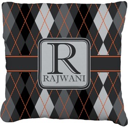 Modern Chic Argyle Faux-Linen Throw Pillow (Personalized)