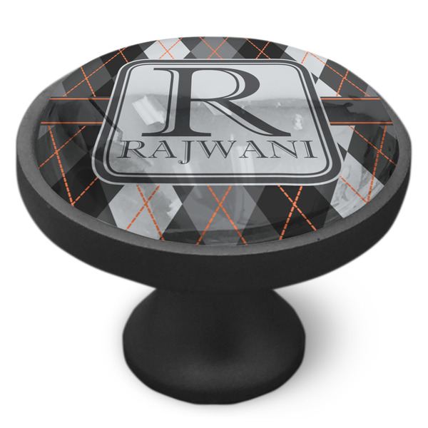 Modern Chic Argyle Cabinet Knob - Black - Side