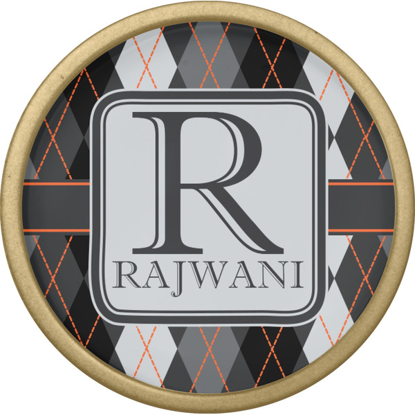 Modern Chic Argyle Cabinet Knob - Gold - Front