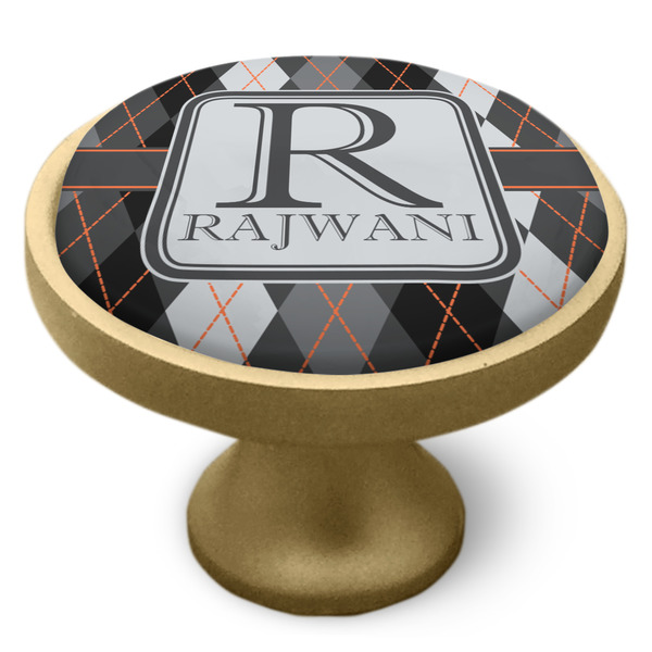 Modern Chic Argyle Cabinet Knob - Gold - Side